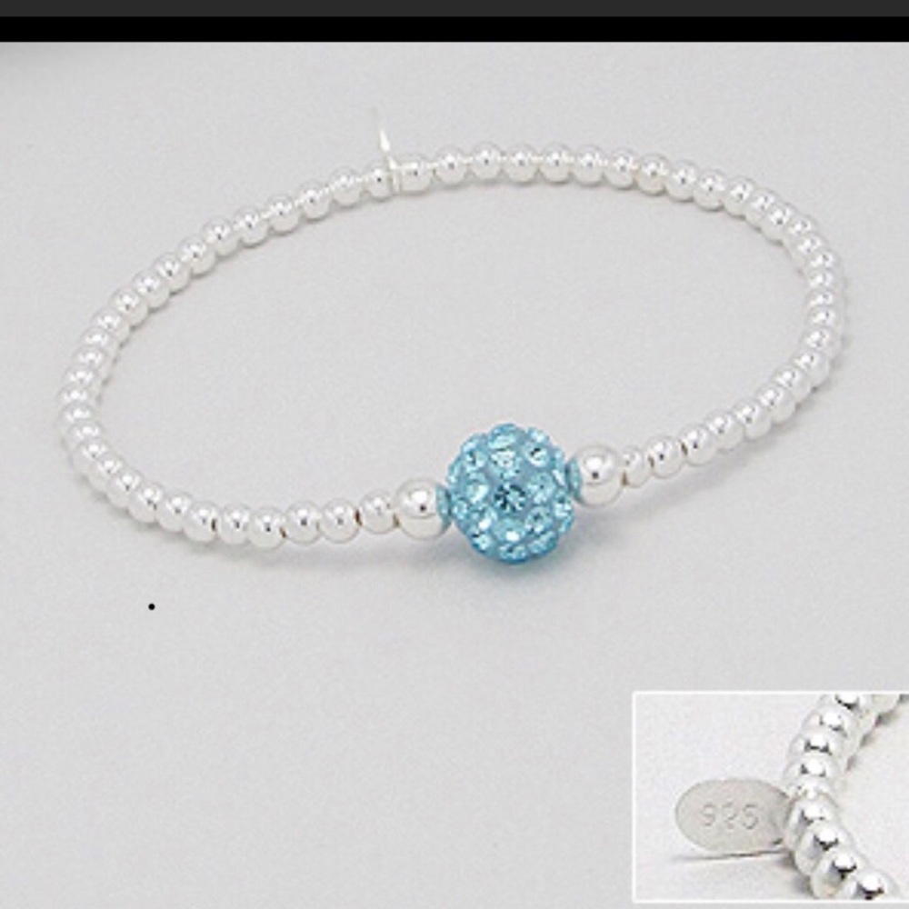 Sterling Silver Beaded Stretch Bracelet 🌸 ~
